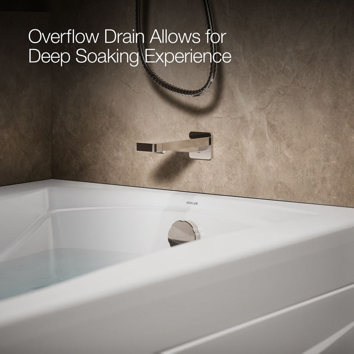 KOHLER K-1239-RAW Mariposa 60" x 36" alcove whirlpool bath Bask heated surface, right drain, white - view 2