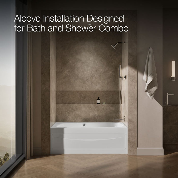 KOHLER K-1239-RAW Mariposa 60" x 36" alcove whirlpool bath Bask heated surface, right drain, white - view 3
