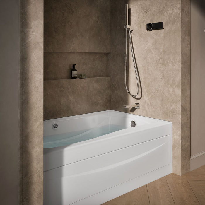 KOHLER K-1239-RAW Mariposa 60" x 36" alcove whirlpool bath Bask heated surface, right drain, white - view 4