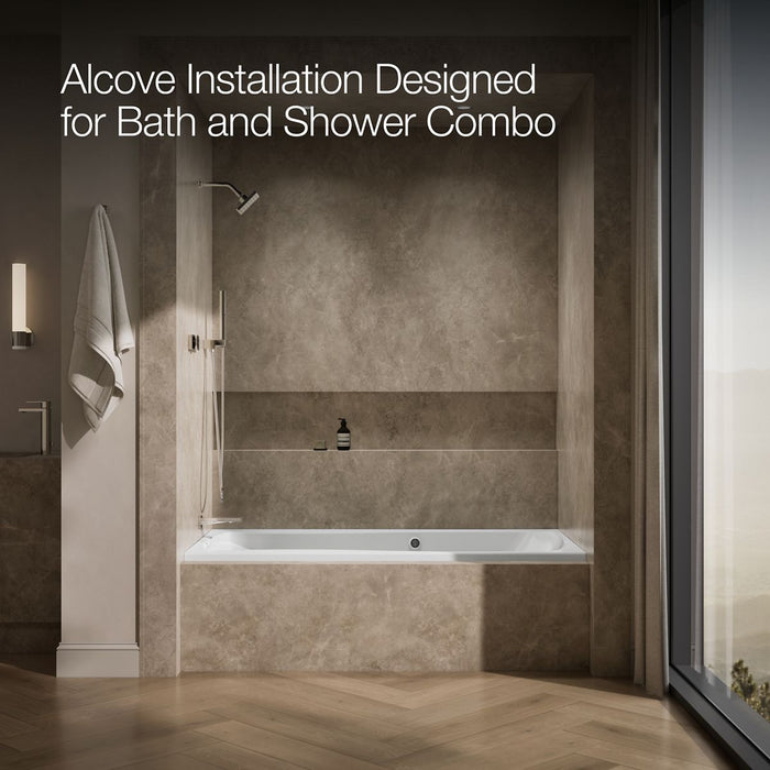 KOHLER K-1257-GHLW Mariposa 72" x 36" alcove Heated BubbleMassage air bath with Bask heated surface, left drain, white -...