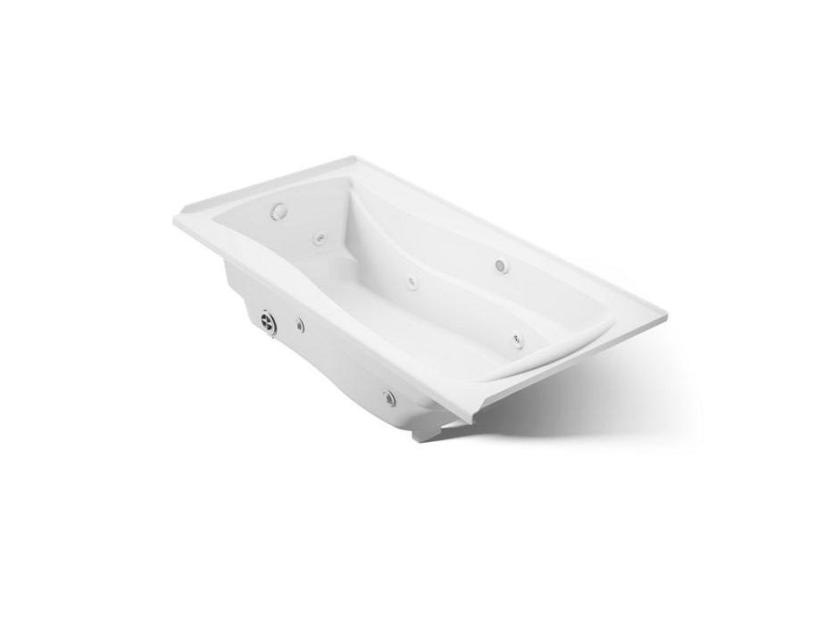KOHLER K-1257-LW Mariposa 72" x 36" alcove whirlpool bath with Bask heated surface, left drain, white