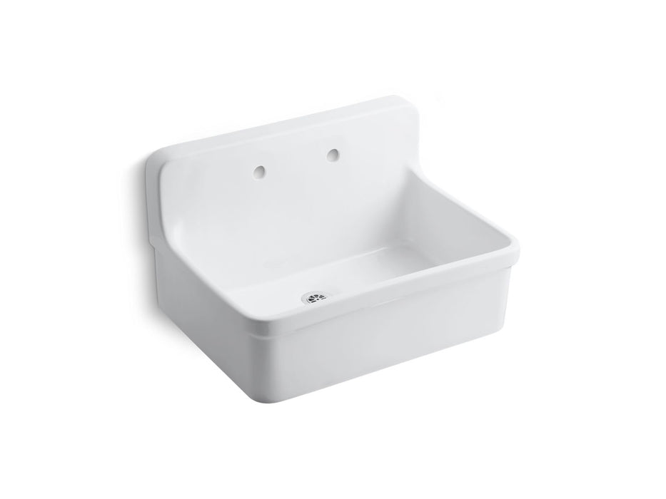 KOHLER K-12787-0 K-12787 Gilford 30" x 22" Bracket-mount Scrub-up/plaster Sink with 8" Widespread Faucet Holes, white