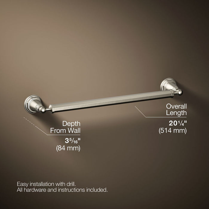KOHLER K-13108 Pinstripe 18" towel bar, vibrant brushed nickel - view 4