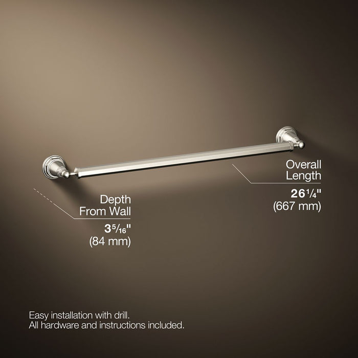 KOHLER K-13109 Pinstripe 24" towel bar, vibrant brushed nickel - view 4