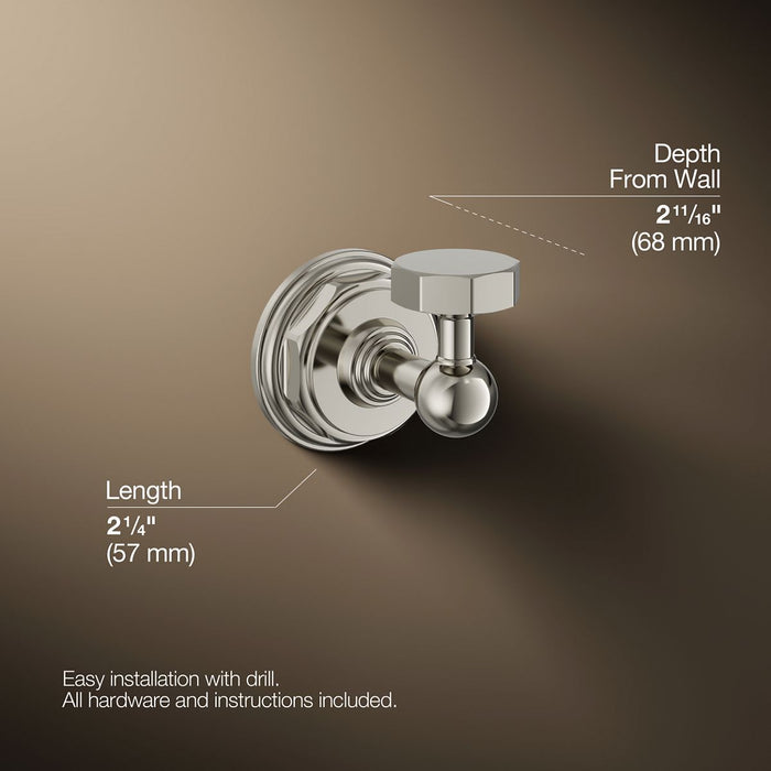 KOHLER K-13113 Pinstripe Robe hook, vibrant polished nickel - view 2