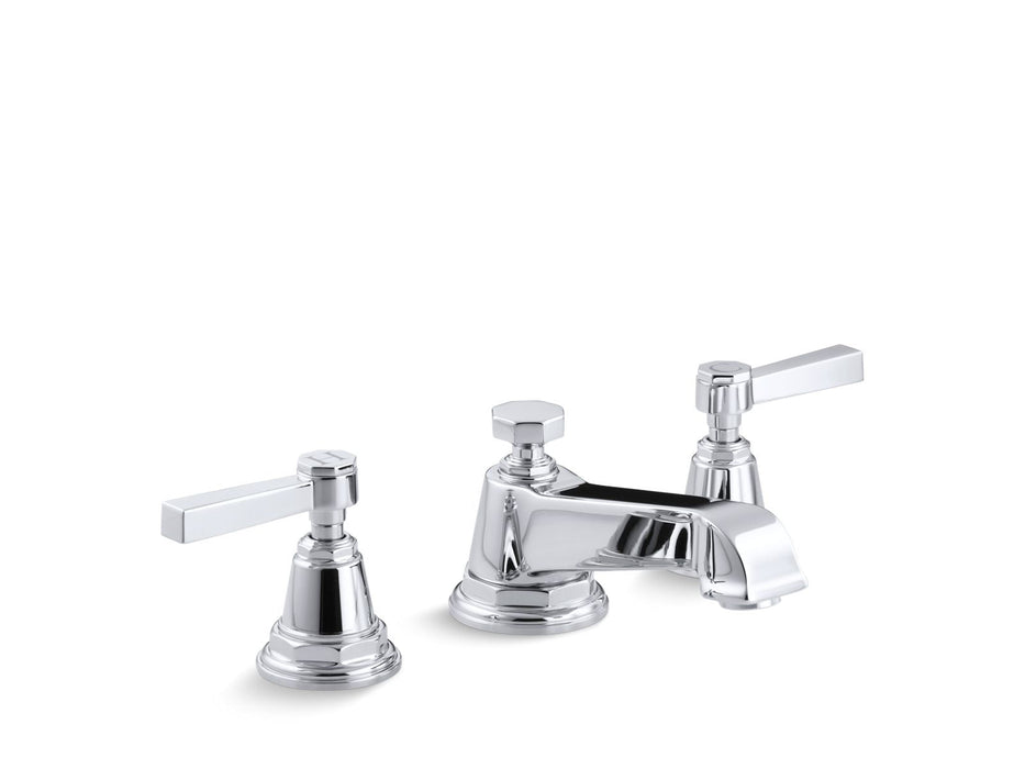 KOHLER K-13132-4A Pinstripe Widespread bathroom sink faucet with Lever handles, 1.2 gpm, polished chrome