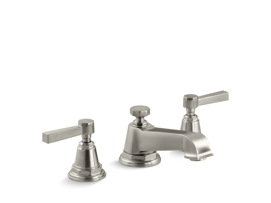 KOHLER K-13132-4A Pinstripe Widespread bathroom sink faucet with Lever handles, 1.2 gpm, vibrant brushed nickel