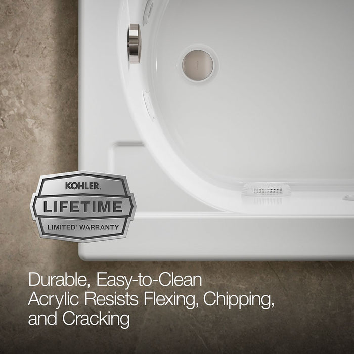 KOHLER K-1357-H Devonshire 60" x 32" drop-in whirlpool bath with and heater, white - view 5