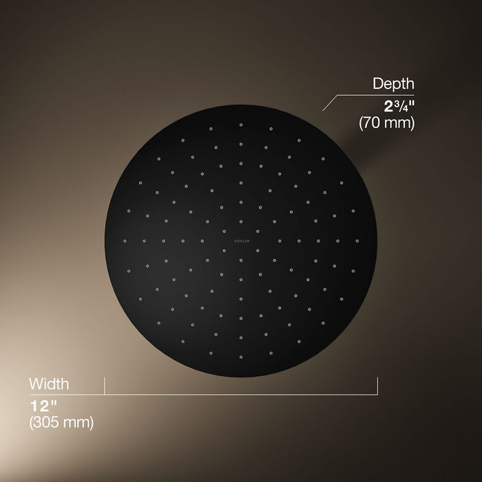 KOHLER K-13690 Contemporary Round 12" Single-function Rainhead, 2.5 GPM, matte black - view 5