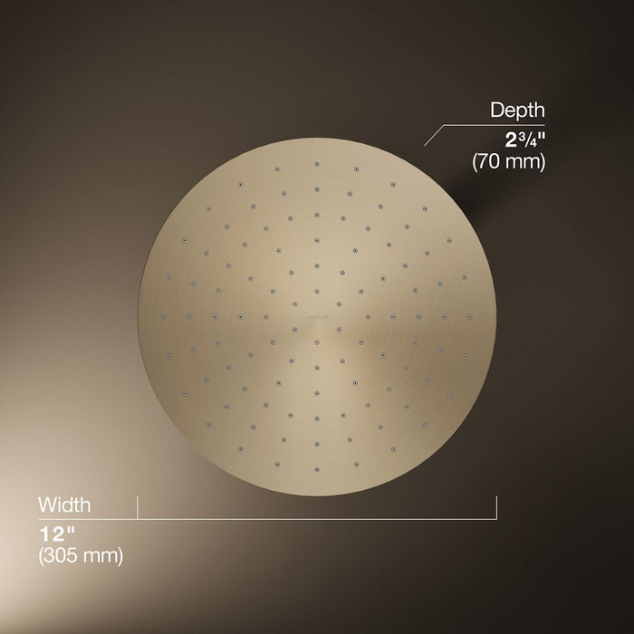 KOHLER K-13690 Contemporary Round 12" Single-function Rainhead, 2.5 GPM, vibrant brushed bronze - view 5