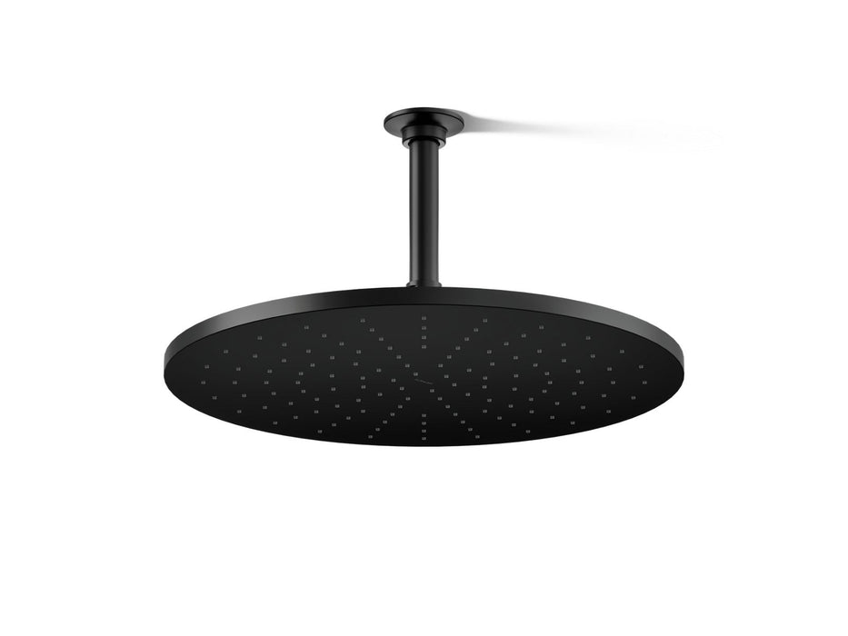 KOHLER K-13691 Contemporary Round 14” Single-function Rainhead, 2.5 GPM, Matte Black - 3/4 view of product