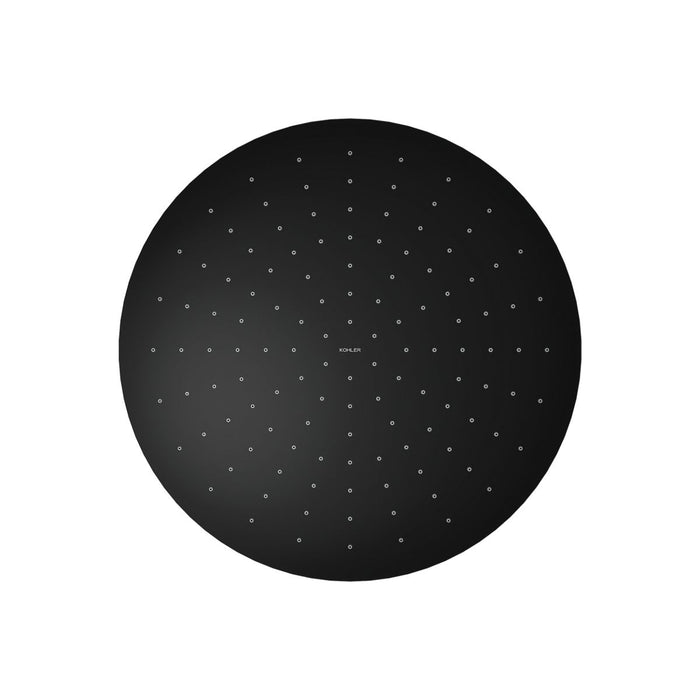 KOHLER K-13691 Contemporary Round 14” Single-function Rainhead, 2.5 GPM, Matte Black - front view of product