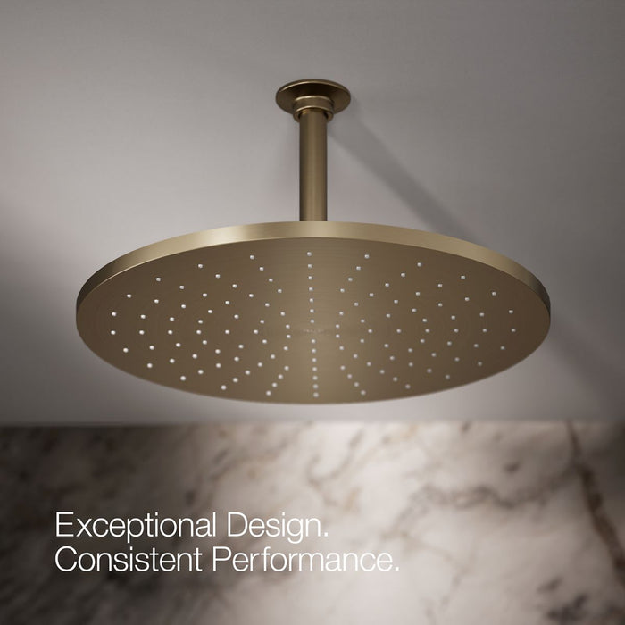 KOHLER K-13691 Contemporary Round 14” Single-function Rainhead, 2.5 GPM, Vibrant Brushed Bronze - image focused on single pro