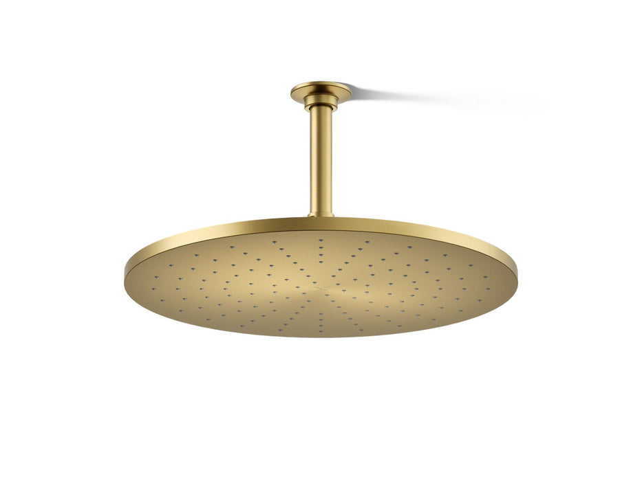 KOHLER K-13691 Contemporary Round 14” Single-function Rainhead, 2.5 GPM, Vibrant Brushed Moderne Brass - 3/4 view of product