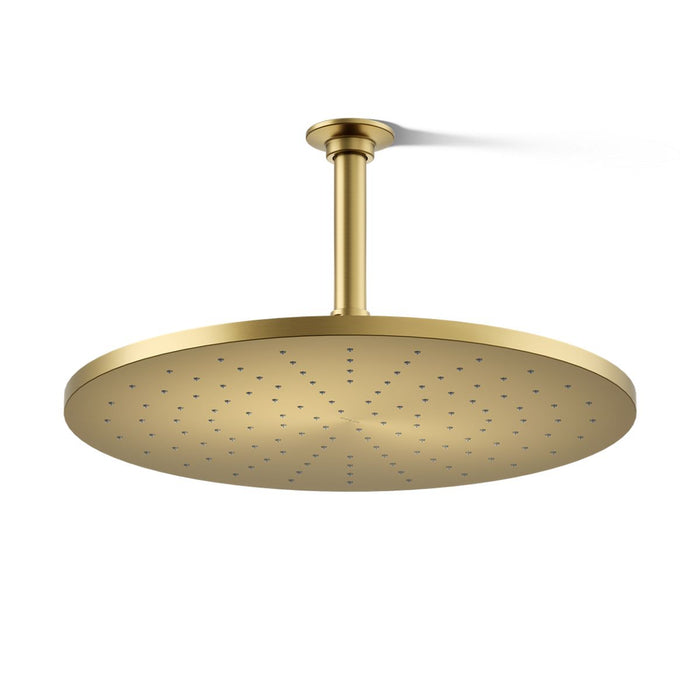 KOHLER K-13691 Contemporary Round 14” Single-function Rainhead, 2.5 GPM, Vibrant Brushed Moderne Brass - 3/4 view of product