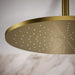 KOHLER K-13691 Contemporary Round 14” Single-function Rainhead, 2.5 GPM, Vibrant Brushed Moderne Brass - close-up view of pro