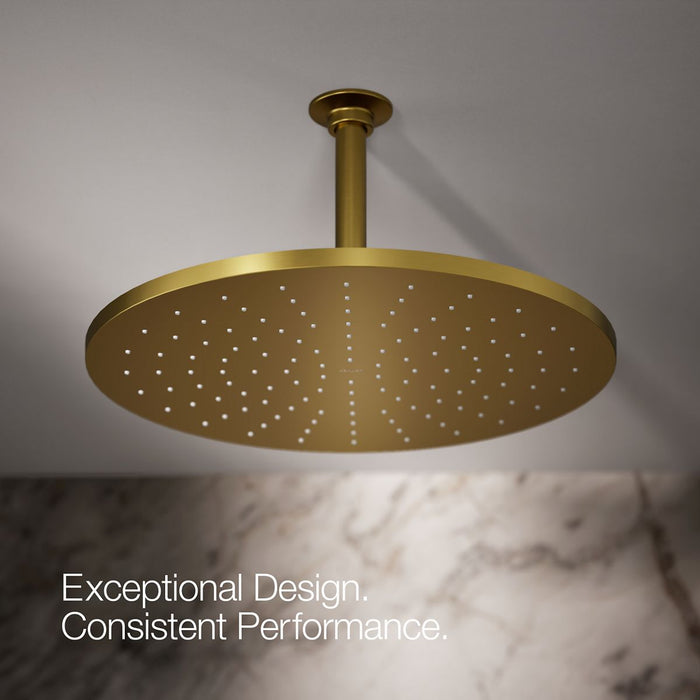 KOHLER K-13691 Contemporary Round 14” Single-function Rainhead, 2.5 GPM, Vibrant Brushed Moderne Brass - image focused on sin
