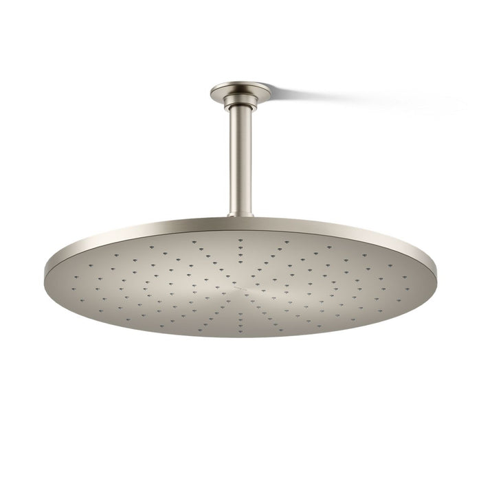 KOHLER K-13691 Contemporary Round 14” Single-function Rainhead, 2.5 GPM, Vibrant Brushed Nickel - 3/4 view of product