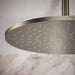 KOHLER K-13691 Contemporary Round 14” Single-function Rainhead, 2.5 GPM, Vibrant Brushed Nickel - close-up view of product de