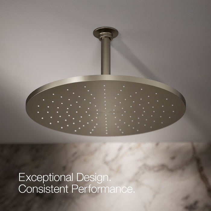 KOHLER K-13691 Contemporary Round 14” Single-function Rainhead, 2.5 GPM, Vibrant Brushed Nickel - image focused on single pro