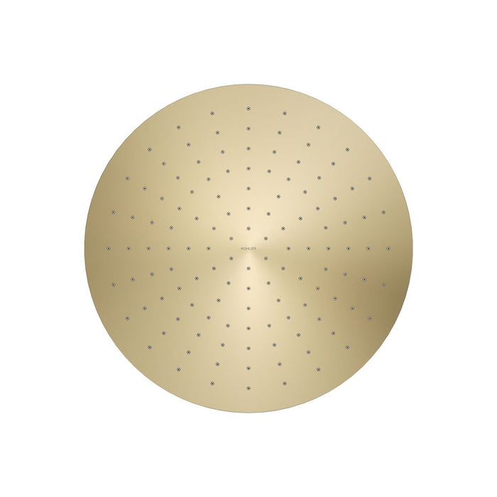 KOHLER K-13691 Contemporary Round 14” Single-function Rainhead, 2.5 GPM, Vibrant French Gold - front view of product
