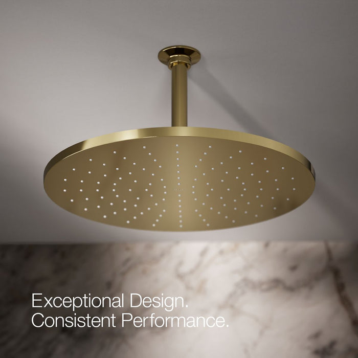 KOHLER K-13691 Contemporary Round 14” Single-function Rainhead, 2.5 GPM, Vibrant French Gold - image focused on single produc