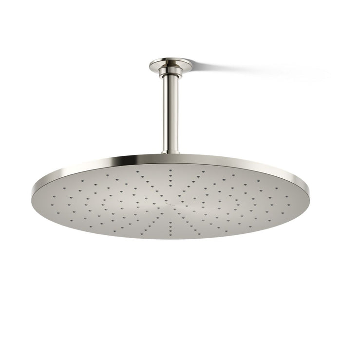 KOHLER K-13691 Contemporary Round 14” Single-function Rainhead, 2.5 GPM, Vibrant Polished Nickel - 3/4 view of product