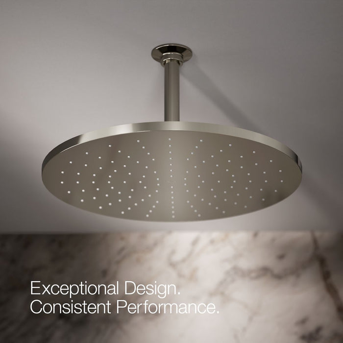 KOHLER K-13691 Contemporary Round 14” Single-function Rainhead, 2.5 GPM, Vibrant Polished Nickel - image focused on single pr