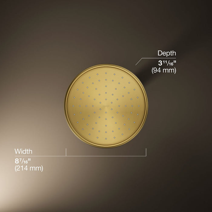 KOHLER K-13692 8" Single-function Rainhead, 2.5 GPM, vibrant brushed moderne brass - view 5