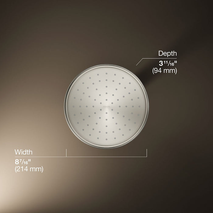 KOHLER K-13692 8" Single-function Rainhead, 2.5 GPM, vibrant polished nickel - view 5