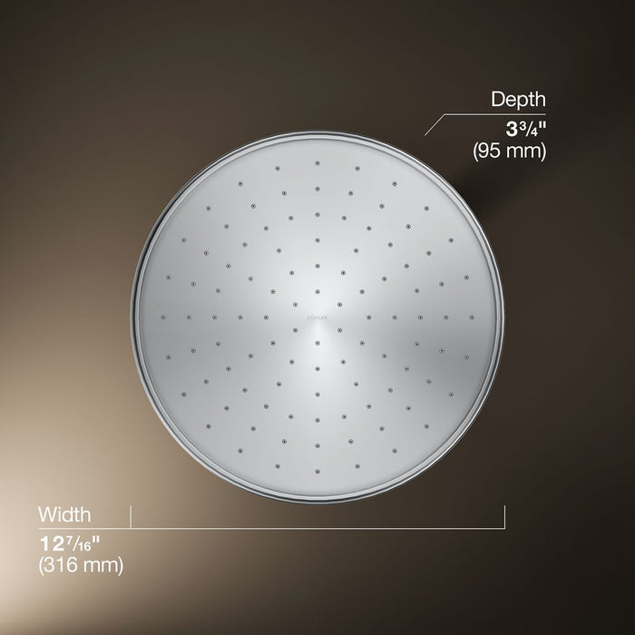 KOHLER K-13694 Traditional 12" Single-function Rainhead, 2.5 GPM, polished chrome - view 5