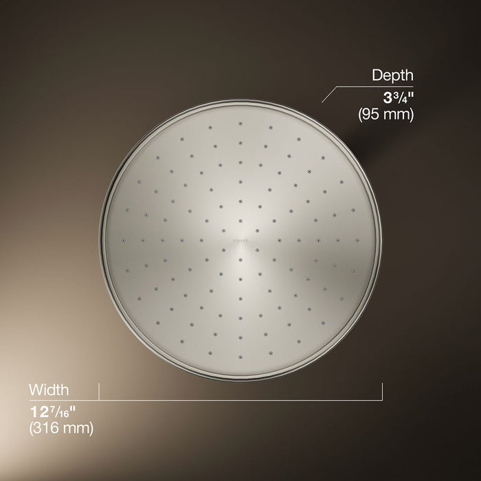KOHLER K-13694 Traditional 12" Single-function Rainhead, 2.5 GPM, vibrant polished nickel - view 5
