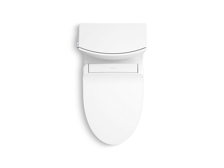KOHLER K-1381-TBHHC Veil Hidden Cord One-piece Elongated Toilet with Skirted Trapway, Dual-flush, White - top view of product