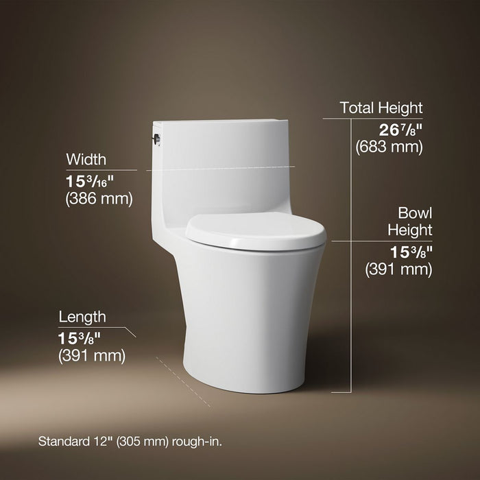 KOHLER K-1381-HC Veil Hidden cord one-piece elongated toilet with skirted trapway, dual-flush, white - view 3
