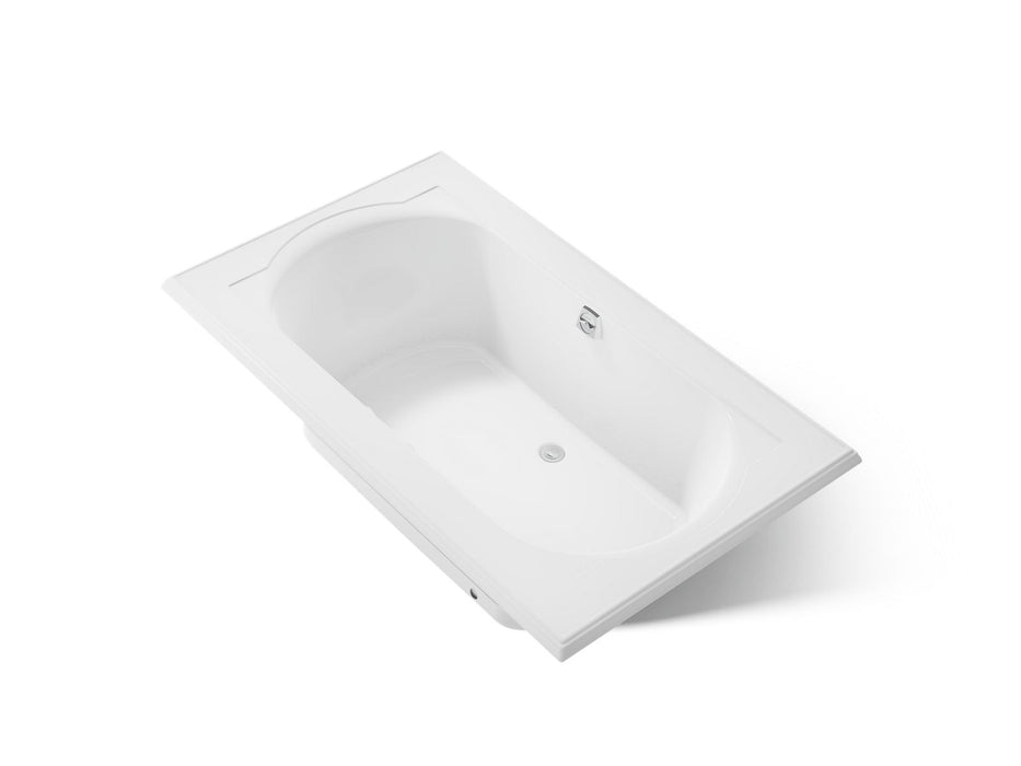KOHLER K-1418-GHW Memoirs 72" x 42" drop-in Heated BubbleMassage air bath with Bask heated surface, white