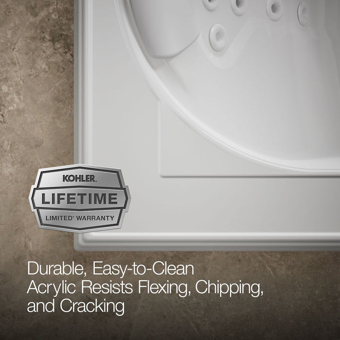 KOHLER K-1418-M Memoirs 72" x 42" drop-in heated whirlpool bath, white - view 5