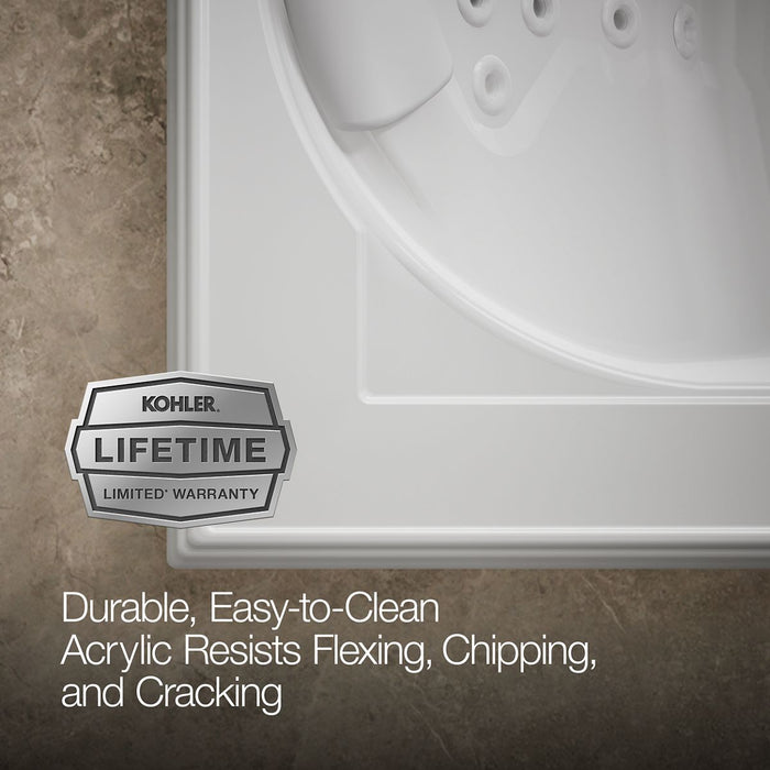 KOHLER K-1418-V Memoirs 72" x 42" drop-in Effervescence whirlpool bath, white - view 3