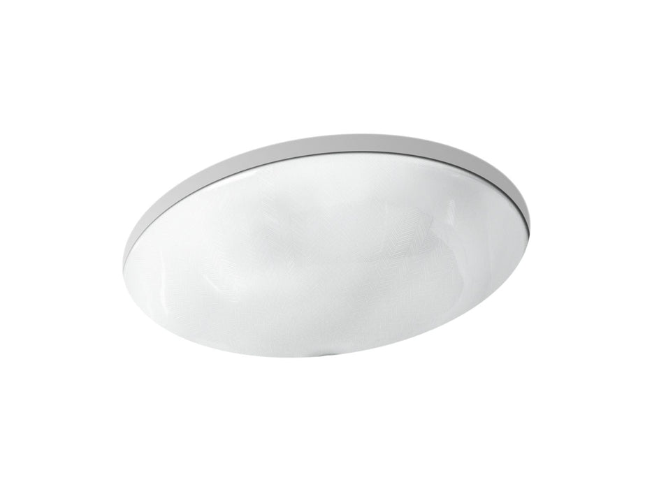 KOHLER K-14218-HD1 Sartorial Herringbone Caxton 19-1/4" oval undermount bathroom sink, no overflow, white sartorial...