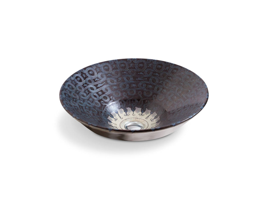 KOHLER K-14223-SP Serpentine Bronze Conical Bell 16-1/4" round vessel bathroom sink, no overflow, sandbar