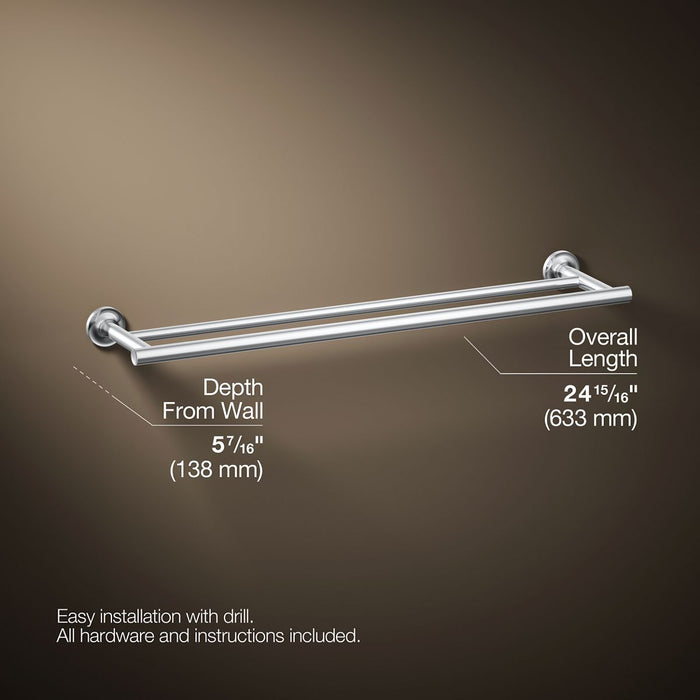 KOHLER K-14375 Purist 24" Double towel bar
