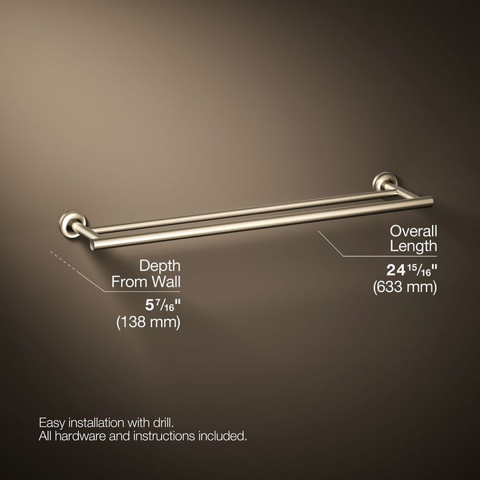 KOHLER K-14375 Purist 24" Double towel bar