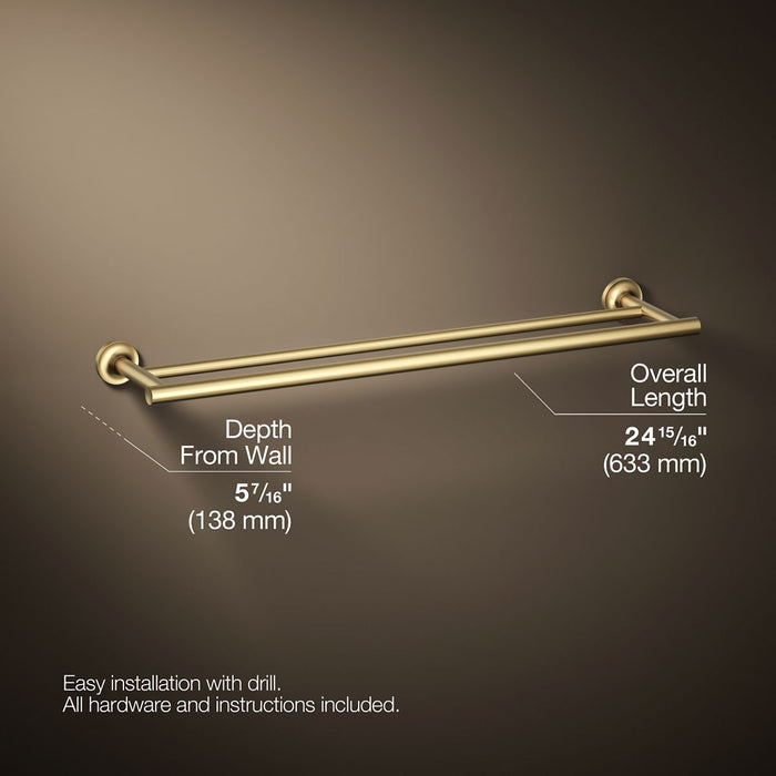KOHLER K-14375 Purist 24" Double towel bar, vibrant brushed moderne brass - view 5
