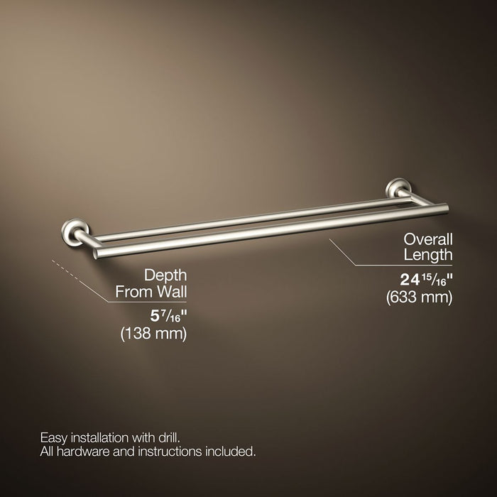 KOHLER K-14375 Purist 24" Double towel bar, vibrant brushed nickel - view 5
