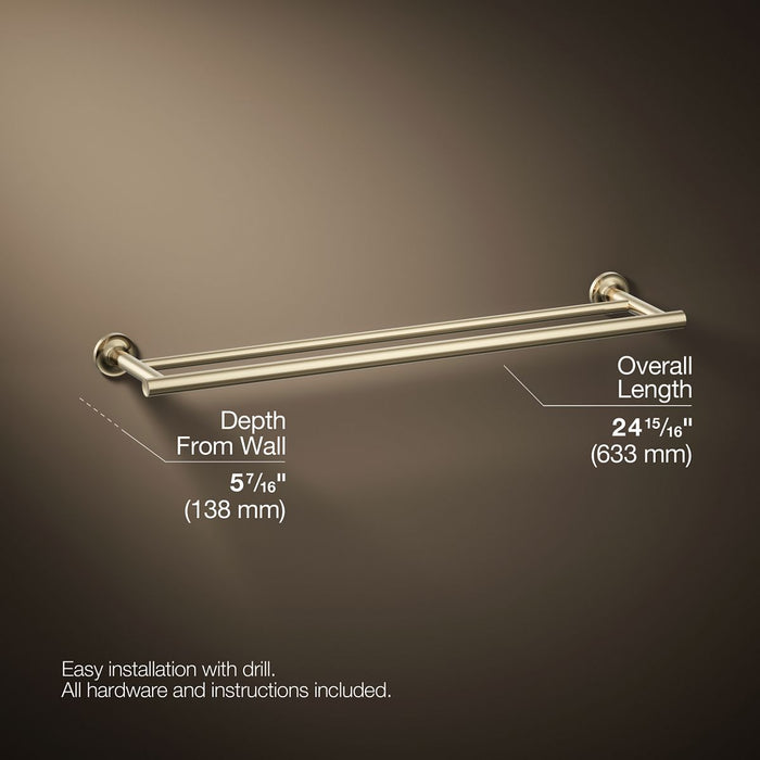 KOHLER K-14375 Purist 24" Double towel bar, vibrant french gold - view 5