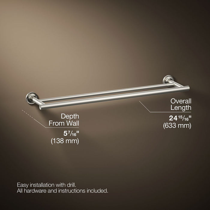 KOHLER K-14375 Purist 24" Double towel bar