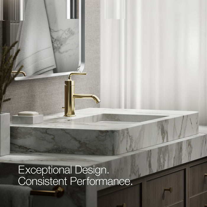 KOHLER K-14402-4A Purist Single-handle bathroom sink faucet with Straight Lever handle, 1.2 gpm, vibrant french gold - view 3