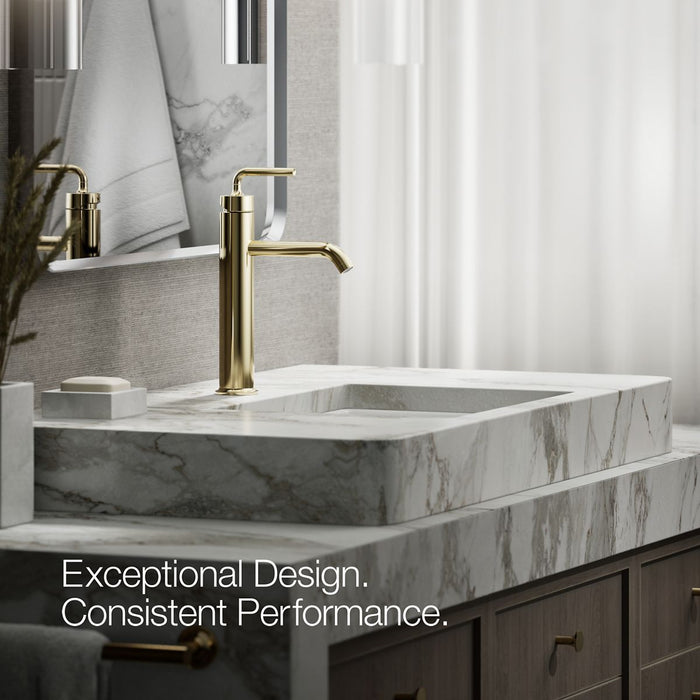 KOHLER K-14404-4A Purist Tall single-handle bathroom sink faucet with Lever handle, 1.2 gpm, vibrant french gold - view 4