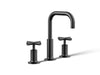 KOHLER K-14406-3 Purist Widespread bathroom sink faucet with Cross handles, 1.2 gpm, matte black