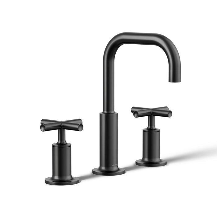 KOHLER K-14406-3 Purist Widespread bathroom sink faucet with Cross handles, 1.2 gpm, matte black - view 3
