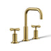 KOHLER K-14406-3 Purist Widespread bathroom sink faucet with Cross handles, 1.2 gpm, vibrant brushed moderne brass